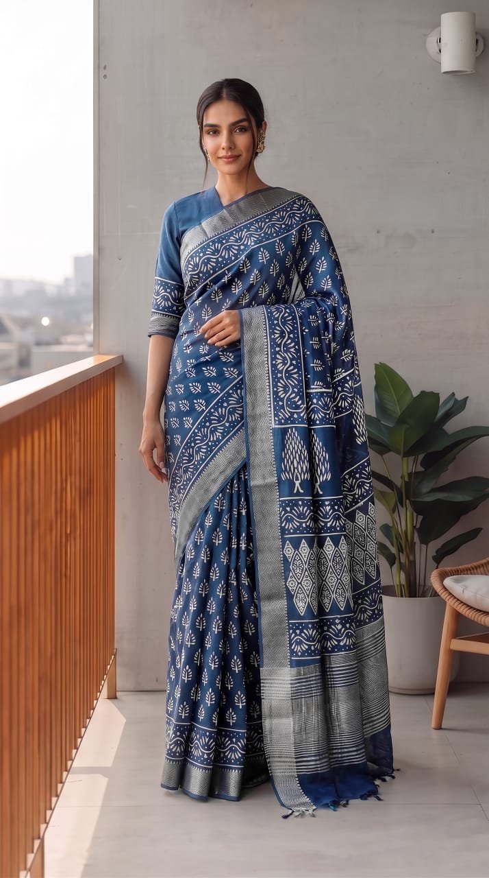 Geecha Border Art Chanderi Saree