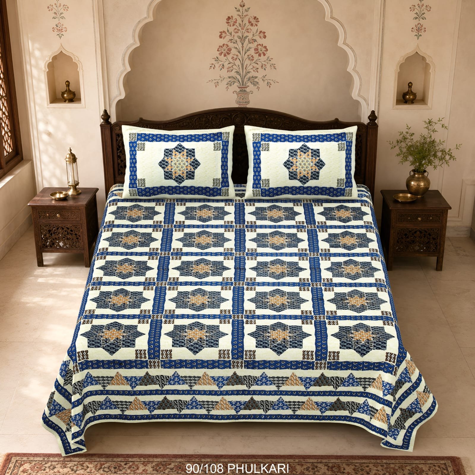 Cotton Viscose Printed Double Bedsheet