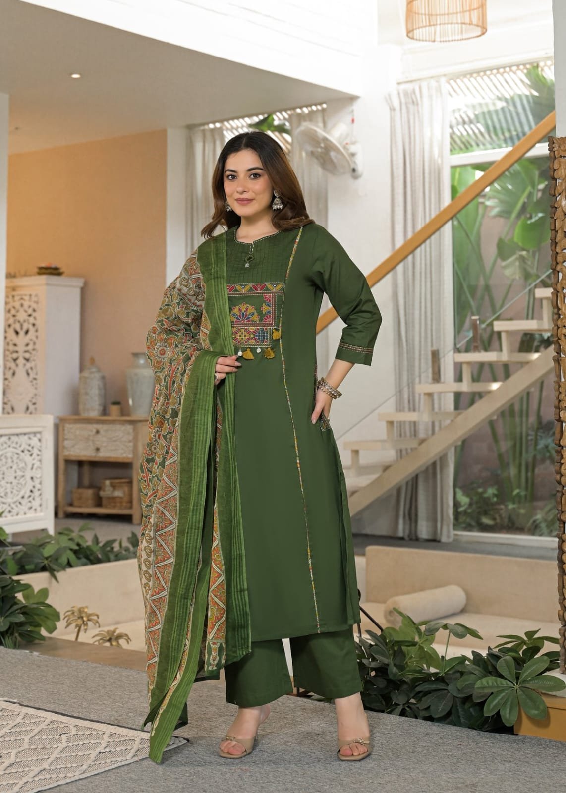 Cotton Embroidered Stitched Suit Set