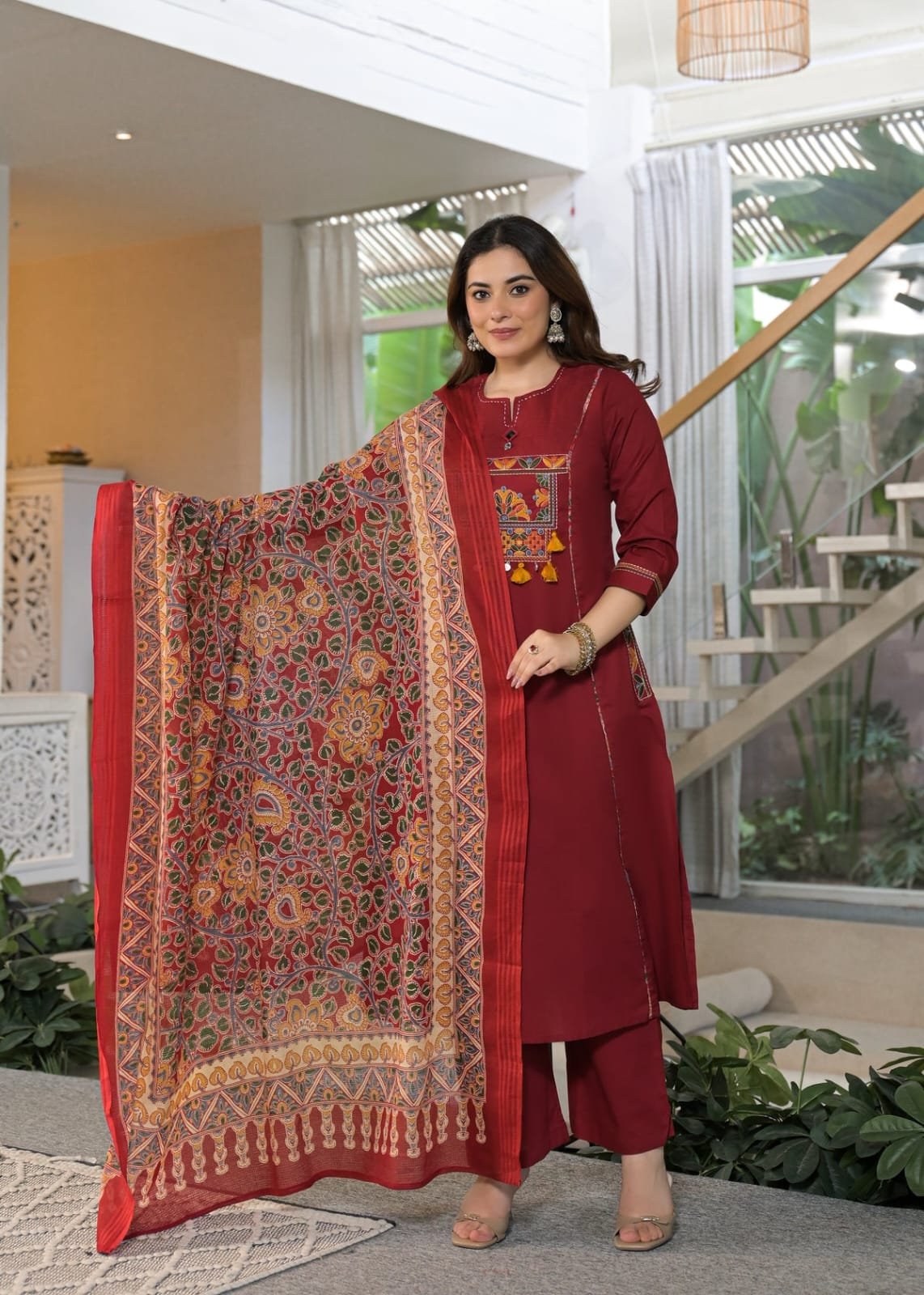 Cotton Embroidered Stitched Suit Set