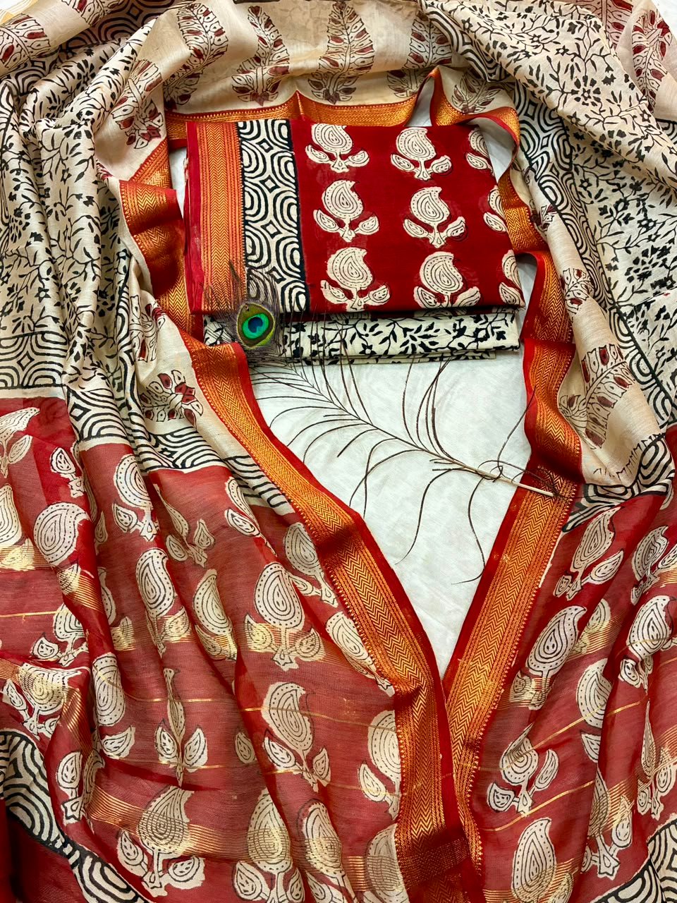 Maheshwari Block Printed Suit