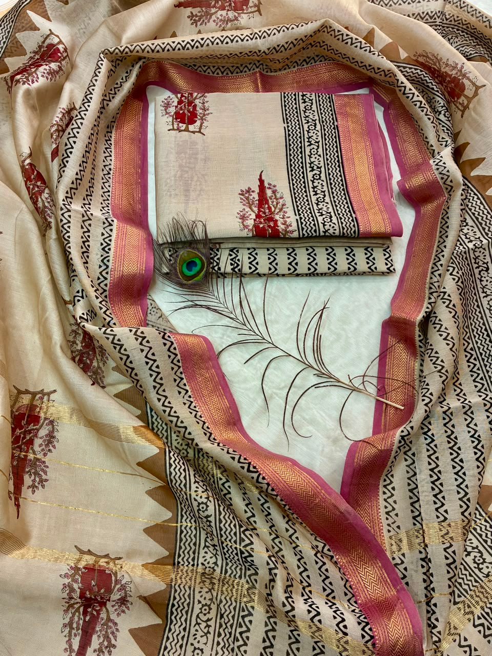 Maheshwari Block Printed Suit