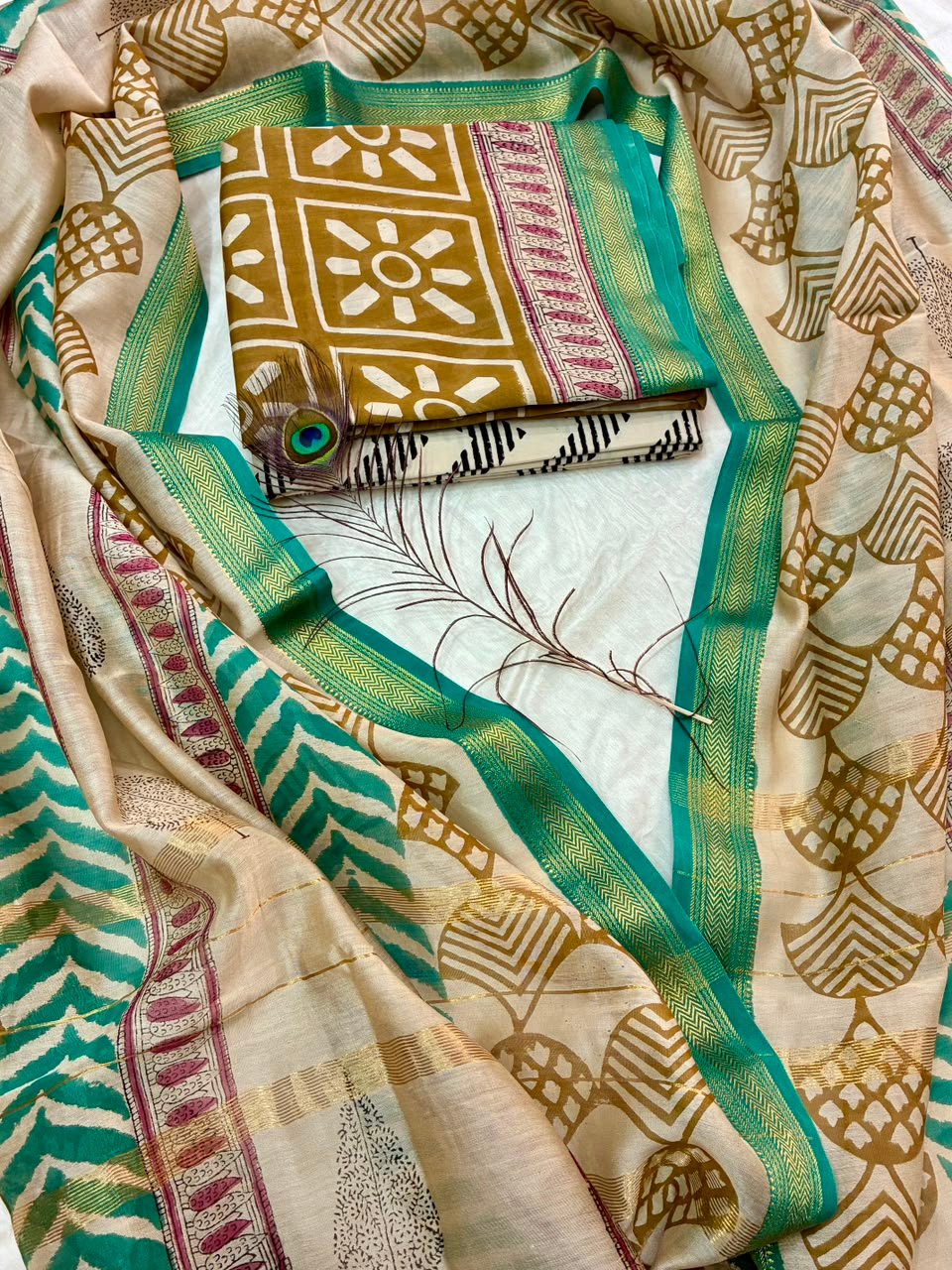 Maheshwari Block Printed Suit