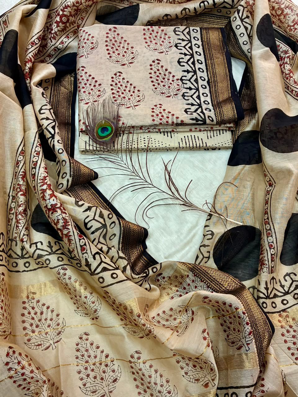 Maheshwari Block Printed Suit