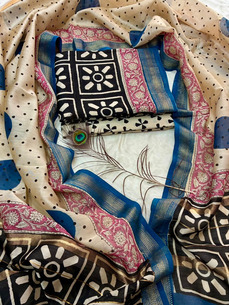 Maheshwari Block Printed Suit