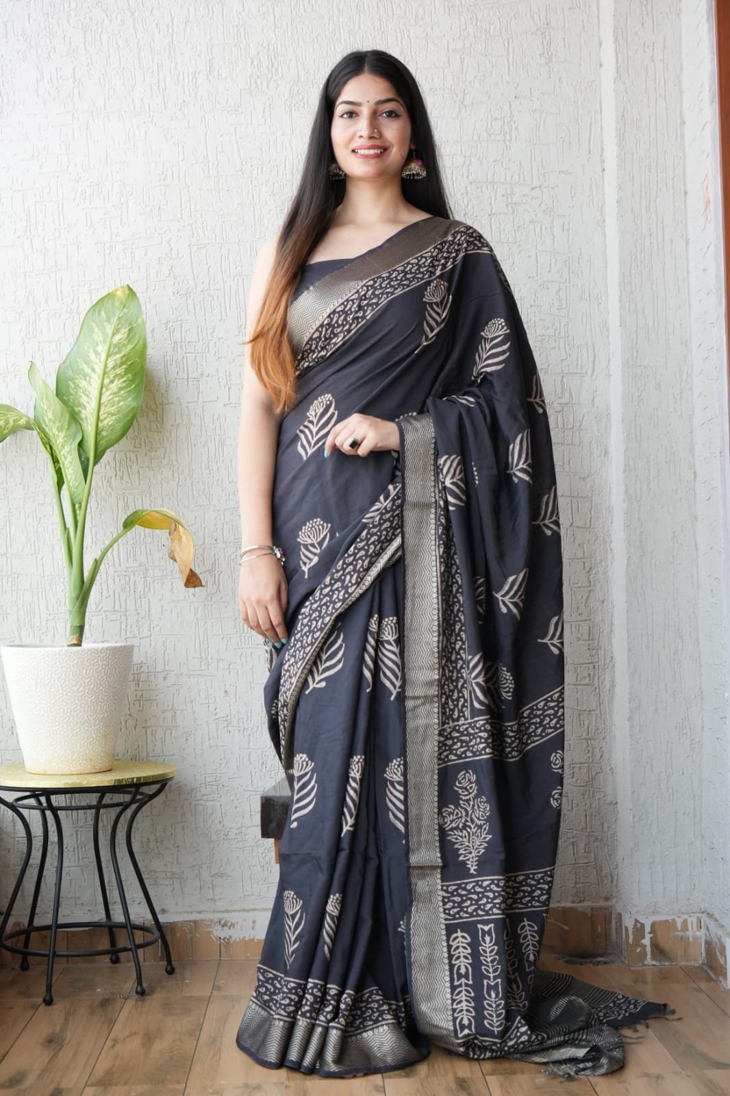 Geecha Border Art Chanderi Saree