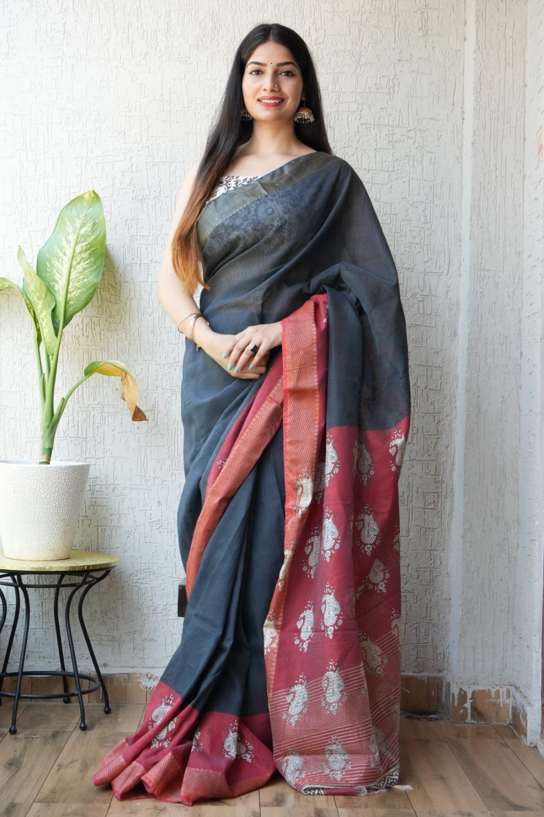 Geecha Border Art Chanderi Saree