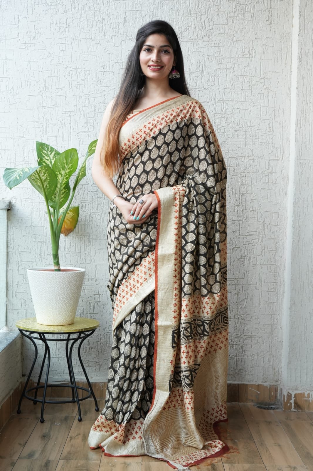 Geecha Border Art Chanderi Saree