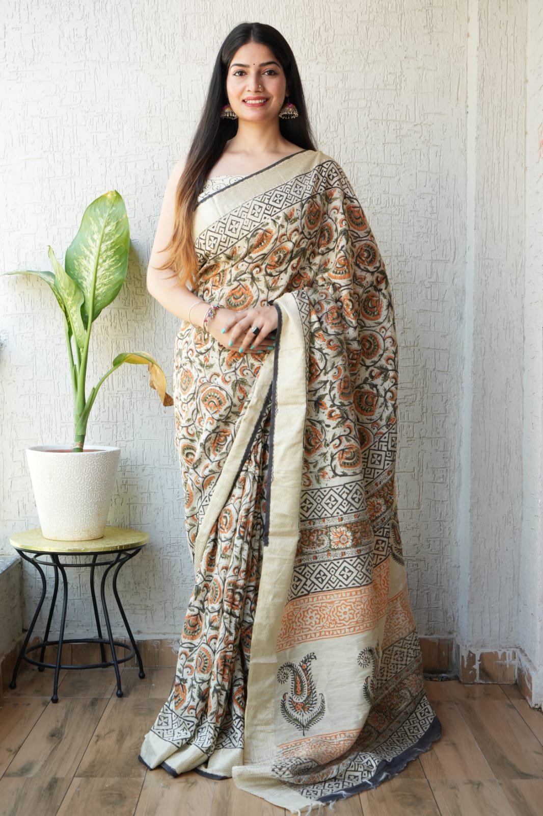 Geecha Border Art Chanderi Saree