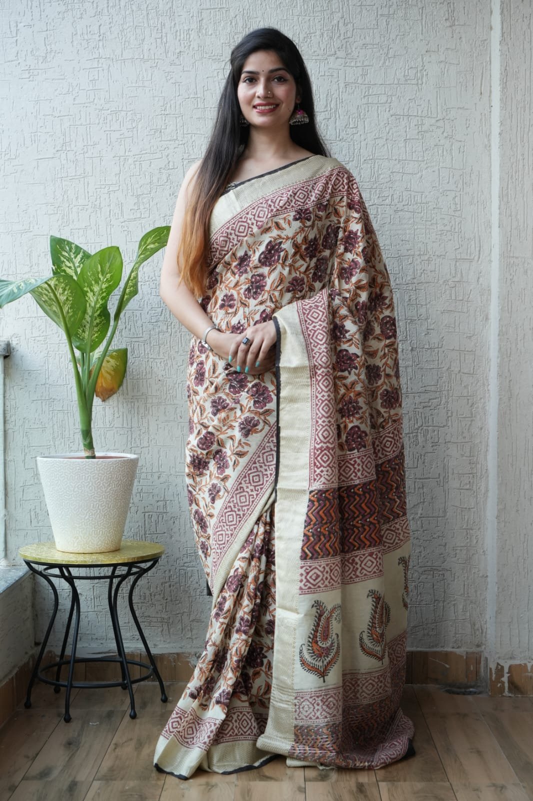 Geecha Border Art Chanderi Saree