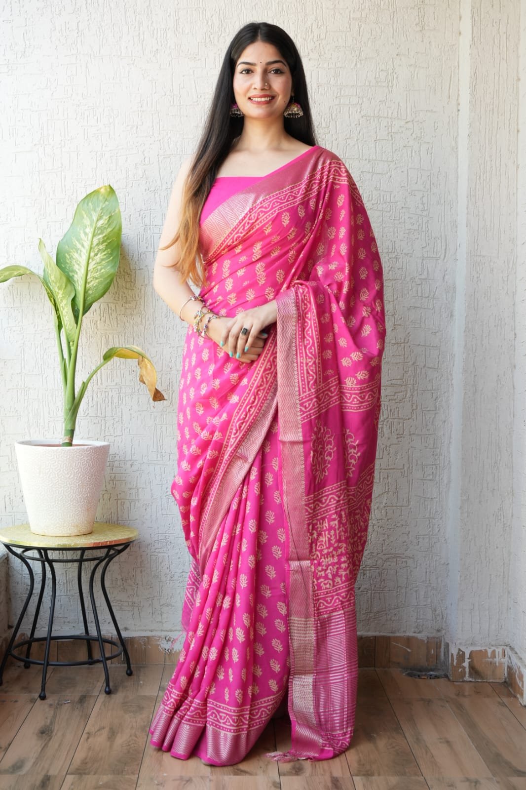 Geecha Border Art Chanderi Saree