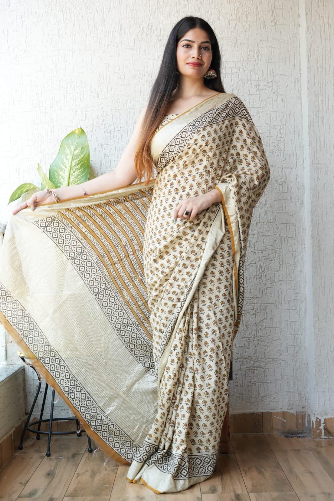 Geecha Border Art Chanderi Saree