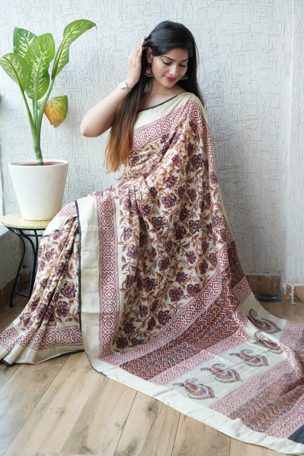Geecha Border Art Chanderi Saree