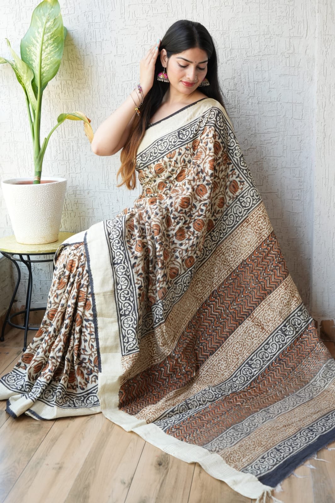 Geecha Border Art Chanderi Saree