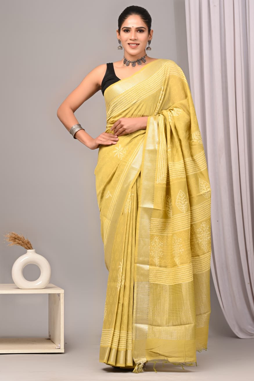 Geecha Border Art Chanderi Saree