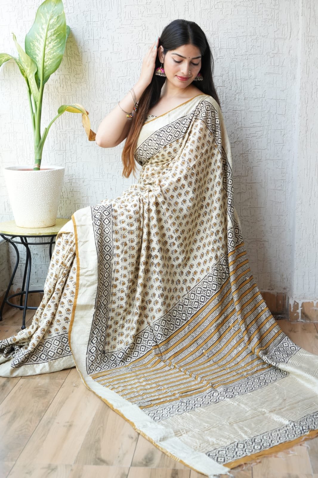 Geecha Border Art Chanderi Saree