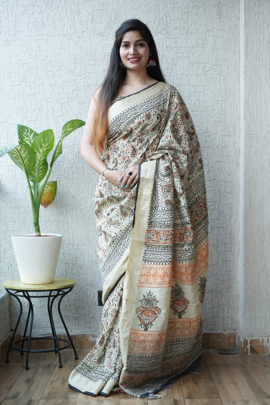 Geecha Border Art Chanderi Saree