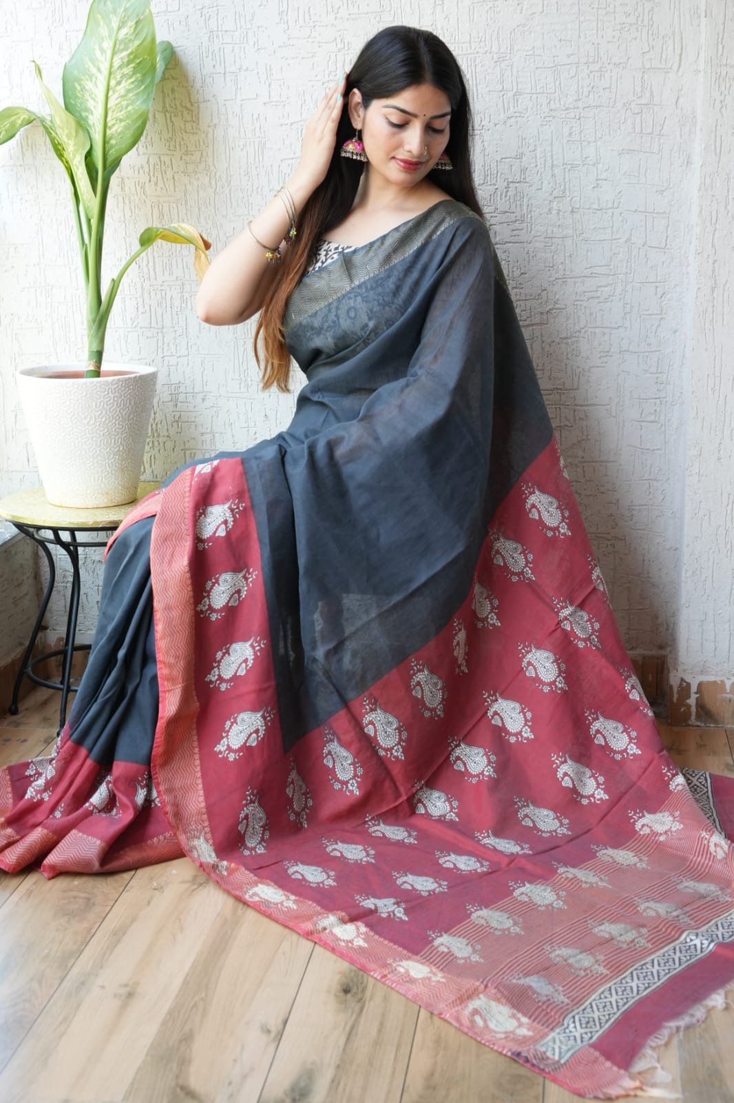 Geecha Border Art Chanderi Saree