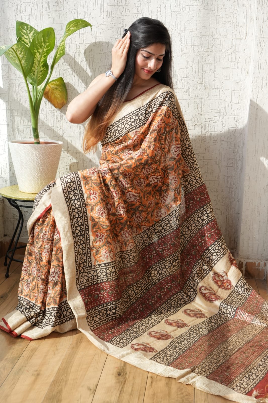 Geecha Border Art Chanderi Saree