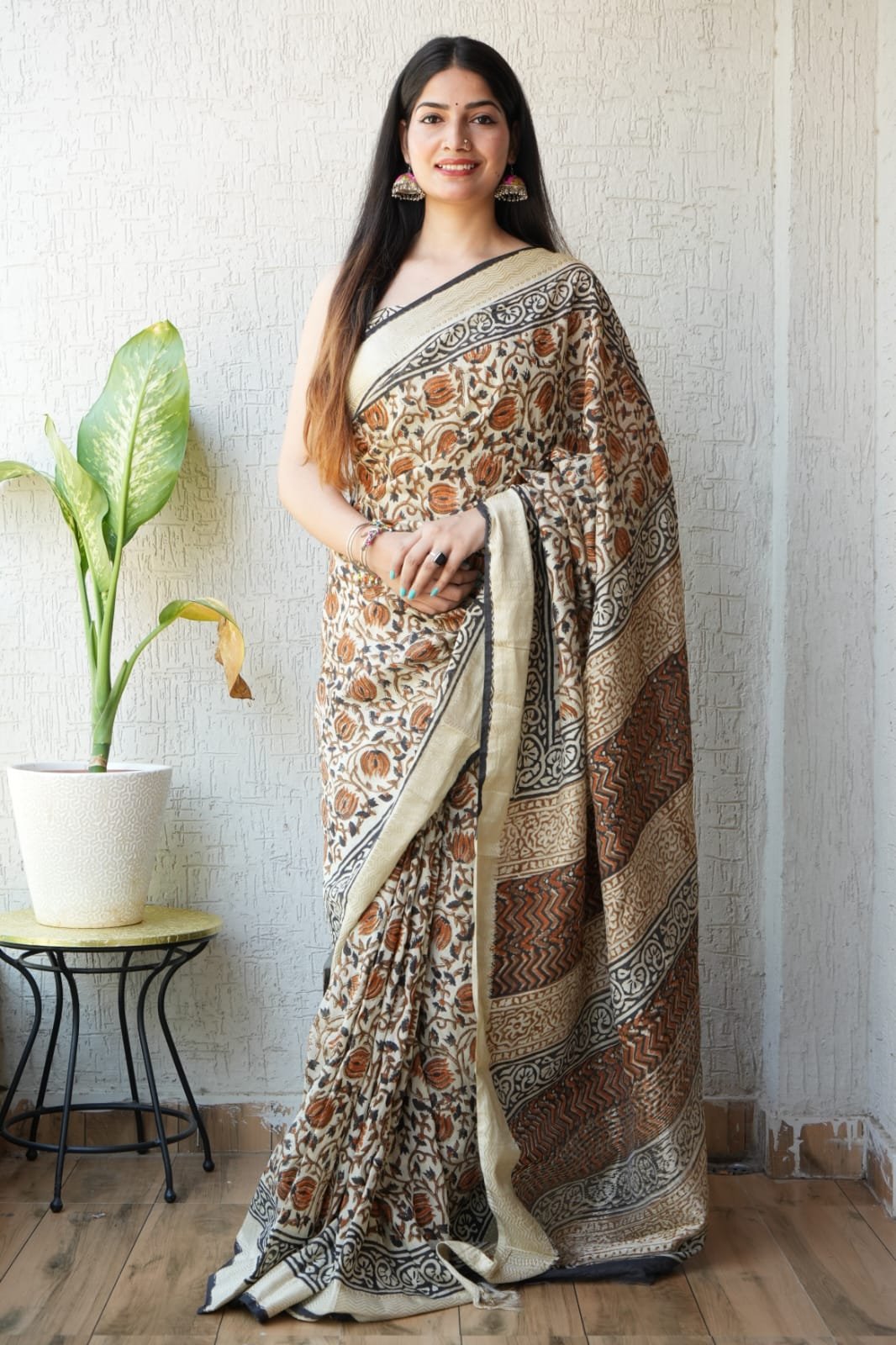 Geecha Border Art Chanderi Saree