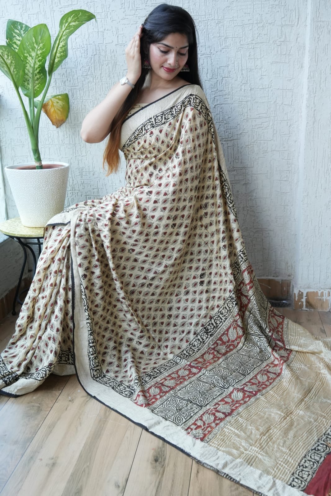 Geecha Border Art Chanderi Saree