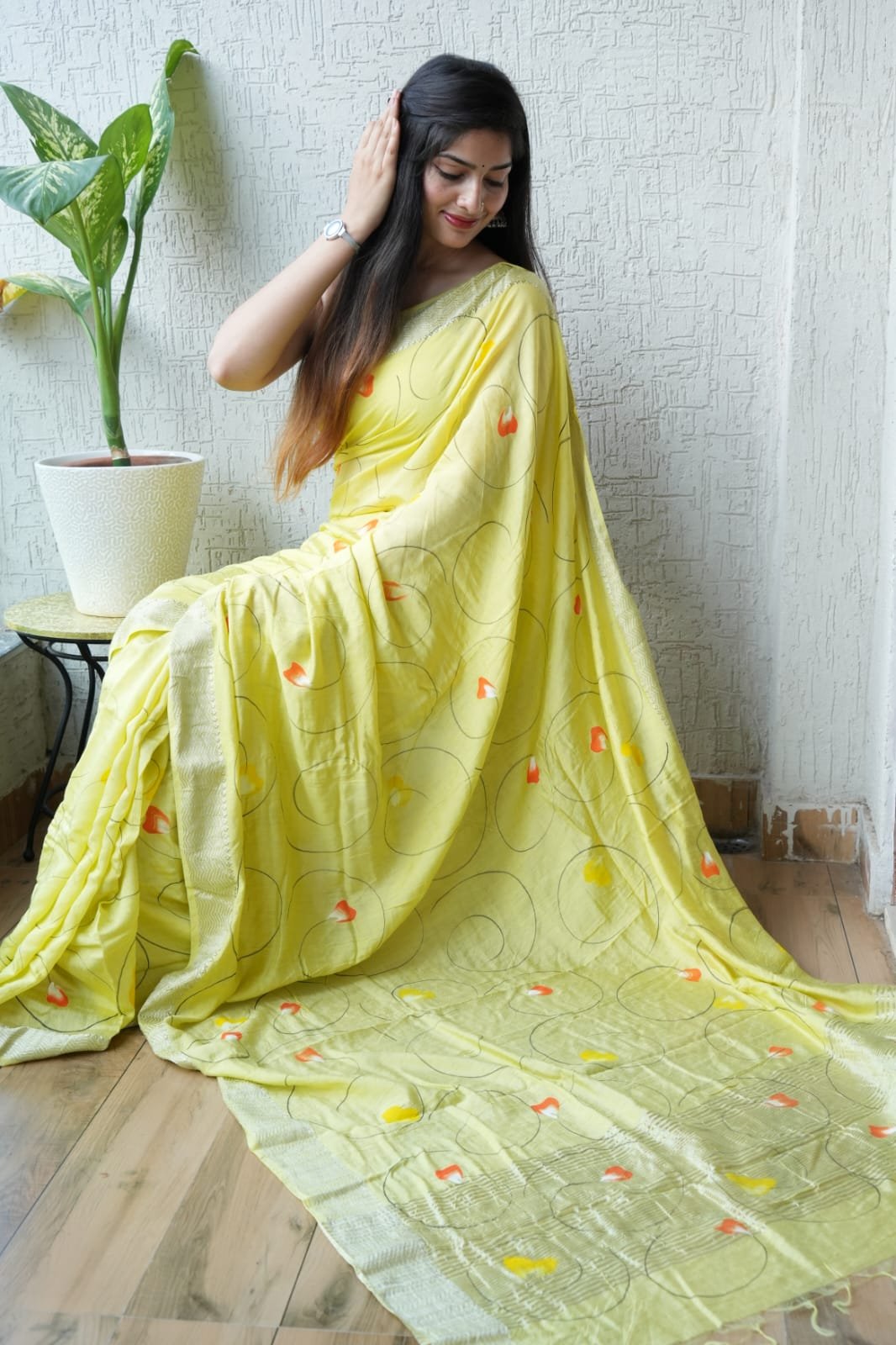 Geecha Border Art Chanderi Saree