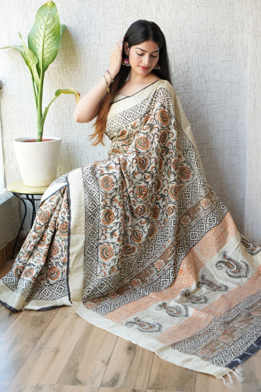 Geecha Border Art Chanderi Saree