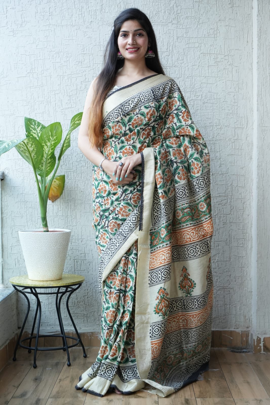 Geecha Border Art Chanderi Saree
