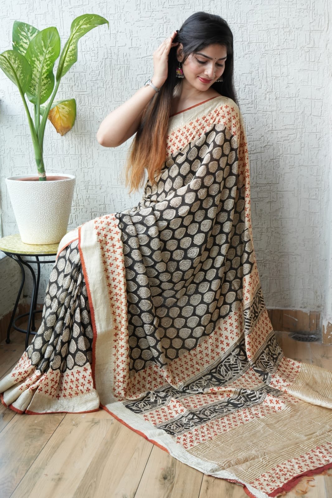 Geecha Border Art Chanderi Saree