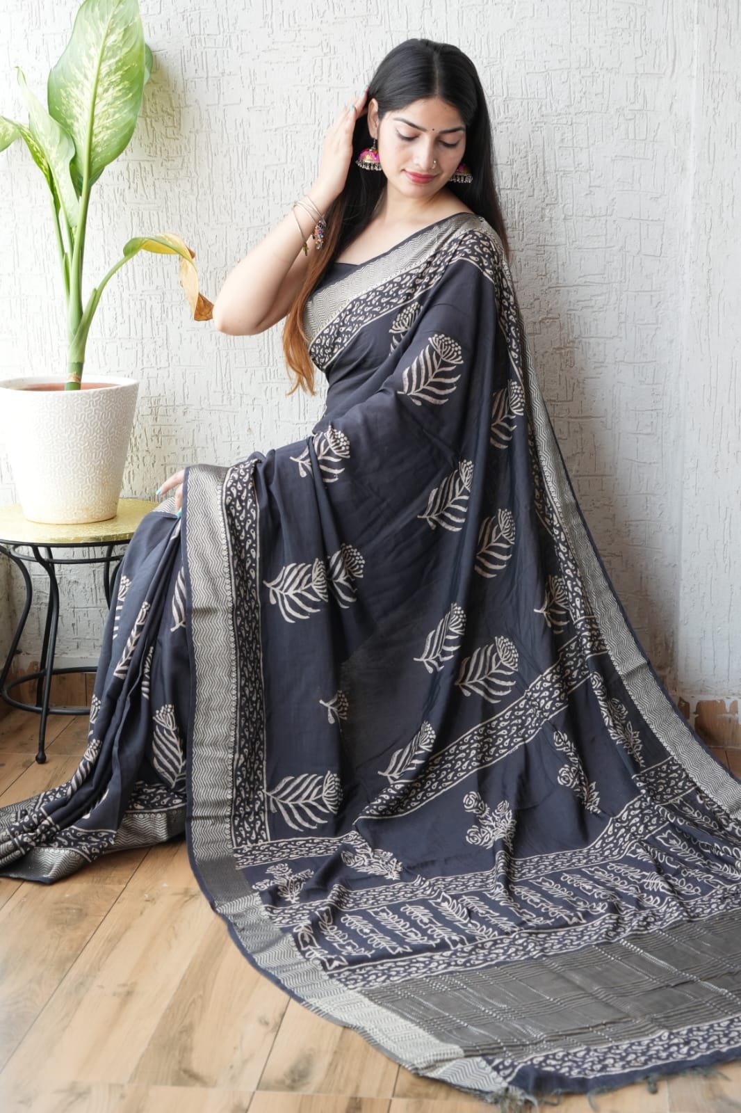 Geecha Border Art Chanderi Saree