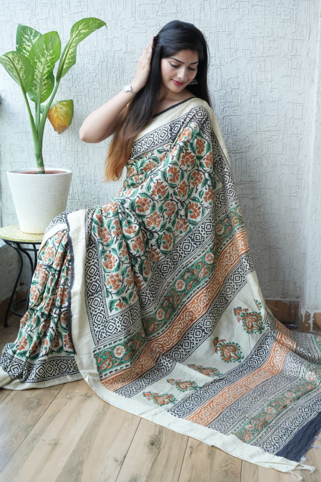 Geecha Border Art Chanderi Saree