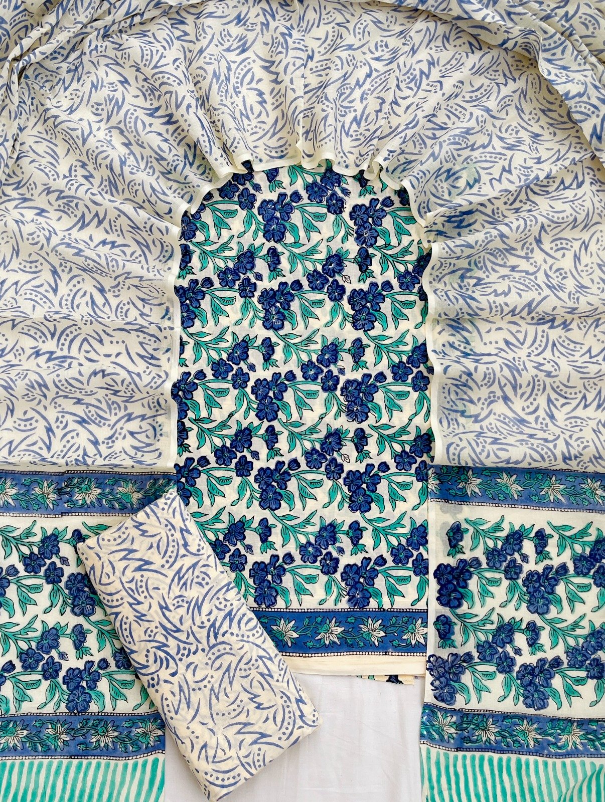 Cotton Dupatta Block Printed Suit