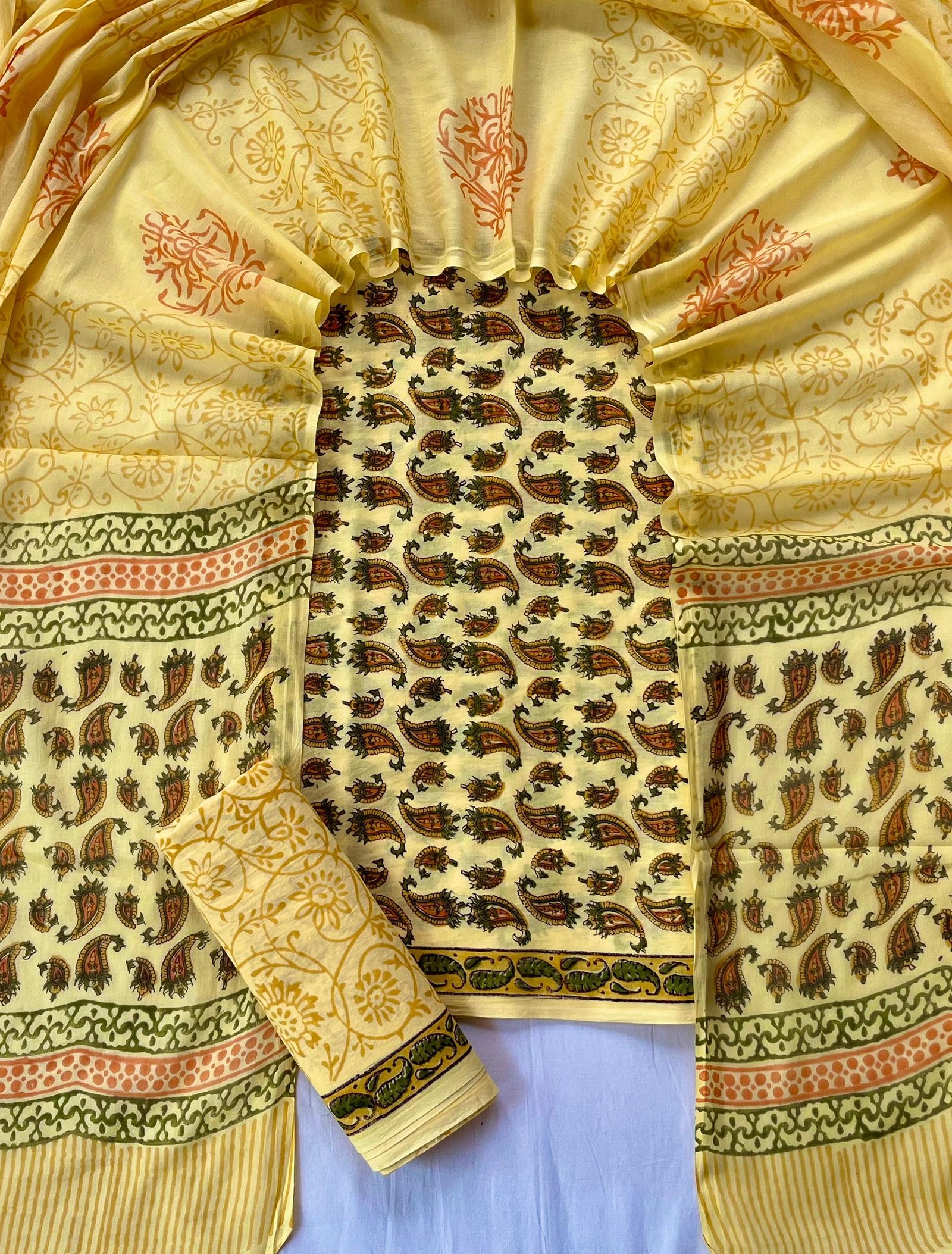 Cotton Dupatta Block Printed Suit