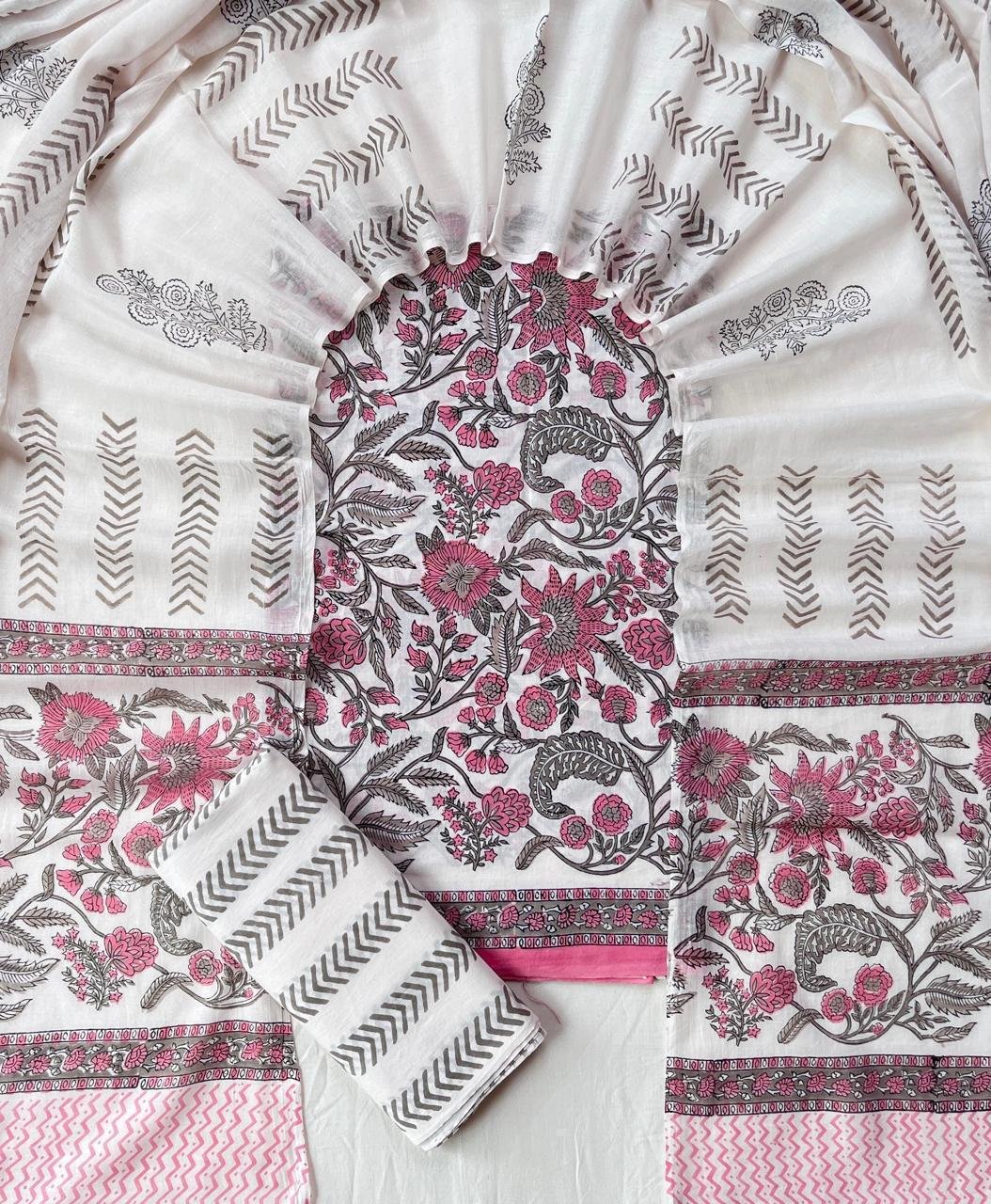 Cotton Dupatta Block Printed Suit