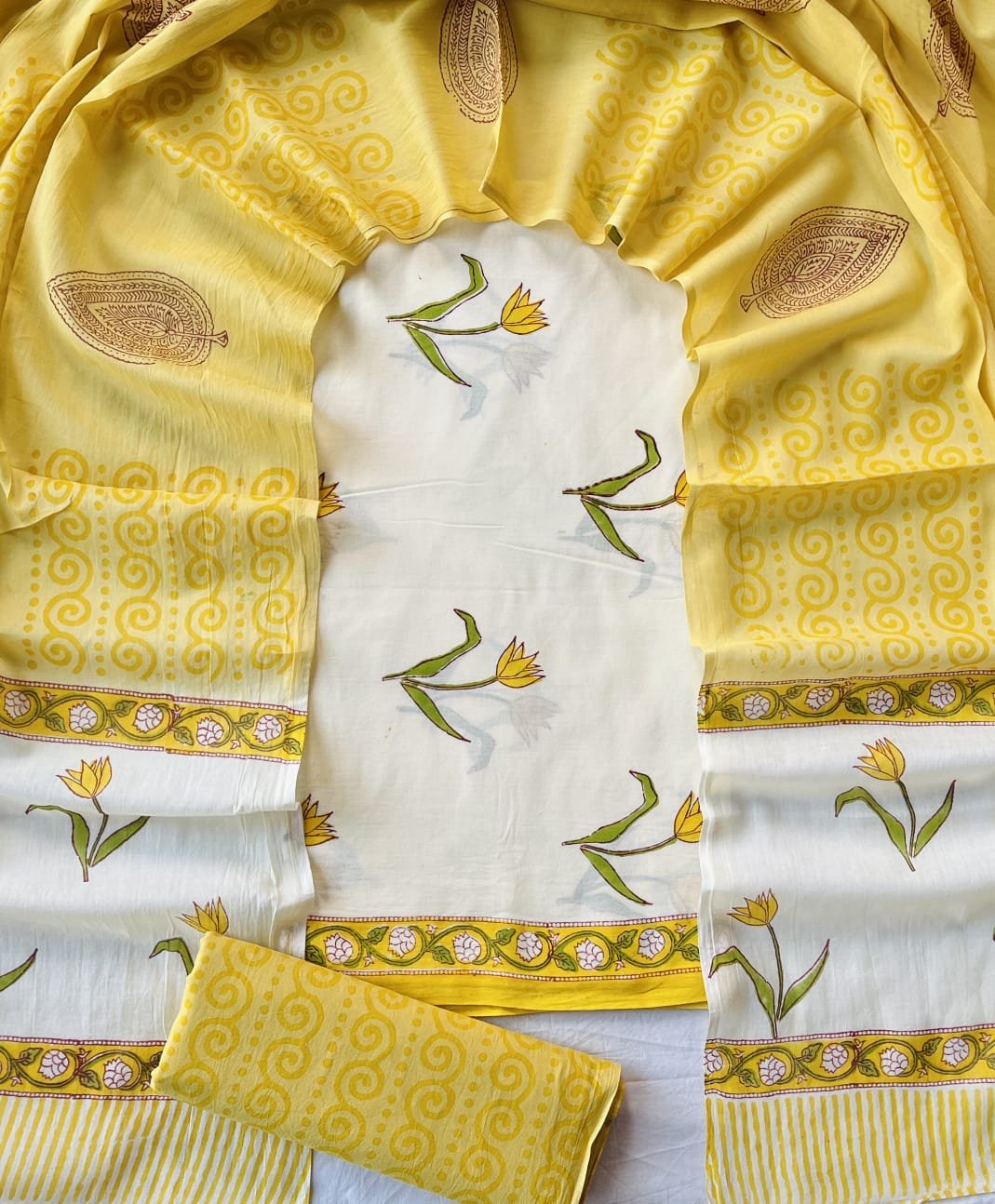 Cotton Dupatta Block Printed Suit