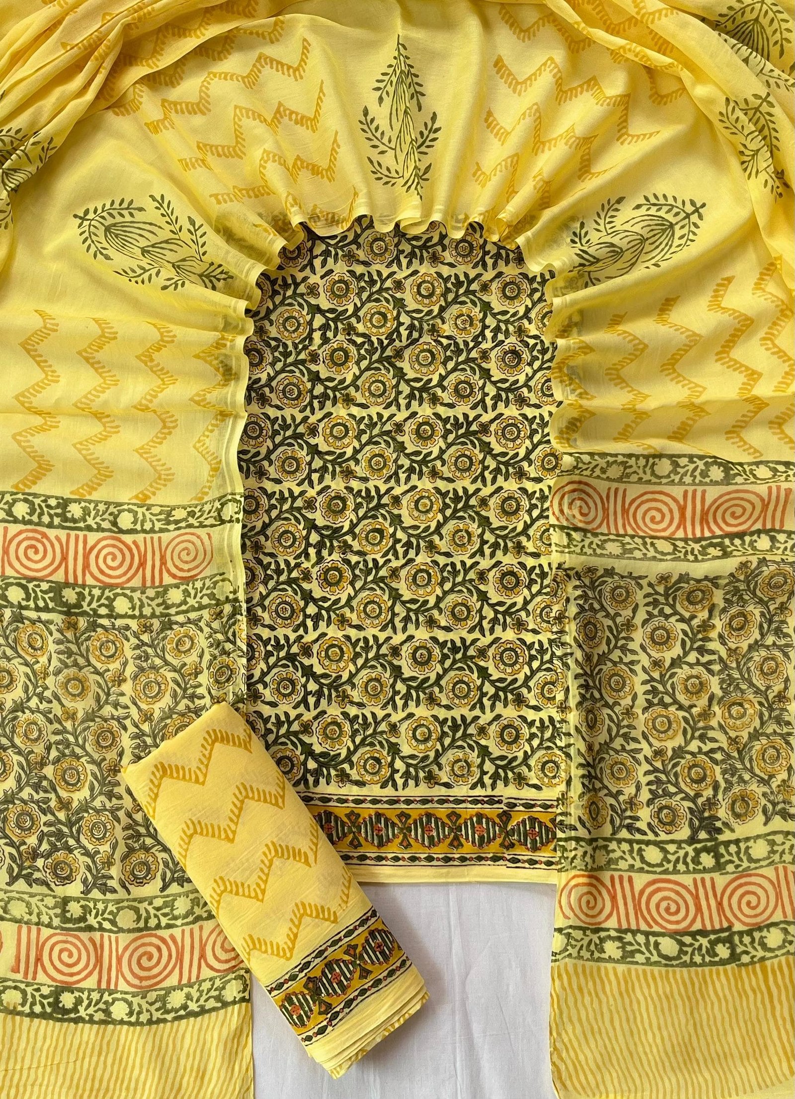 Cotton Dupatta Block Printed Suit