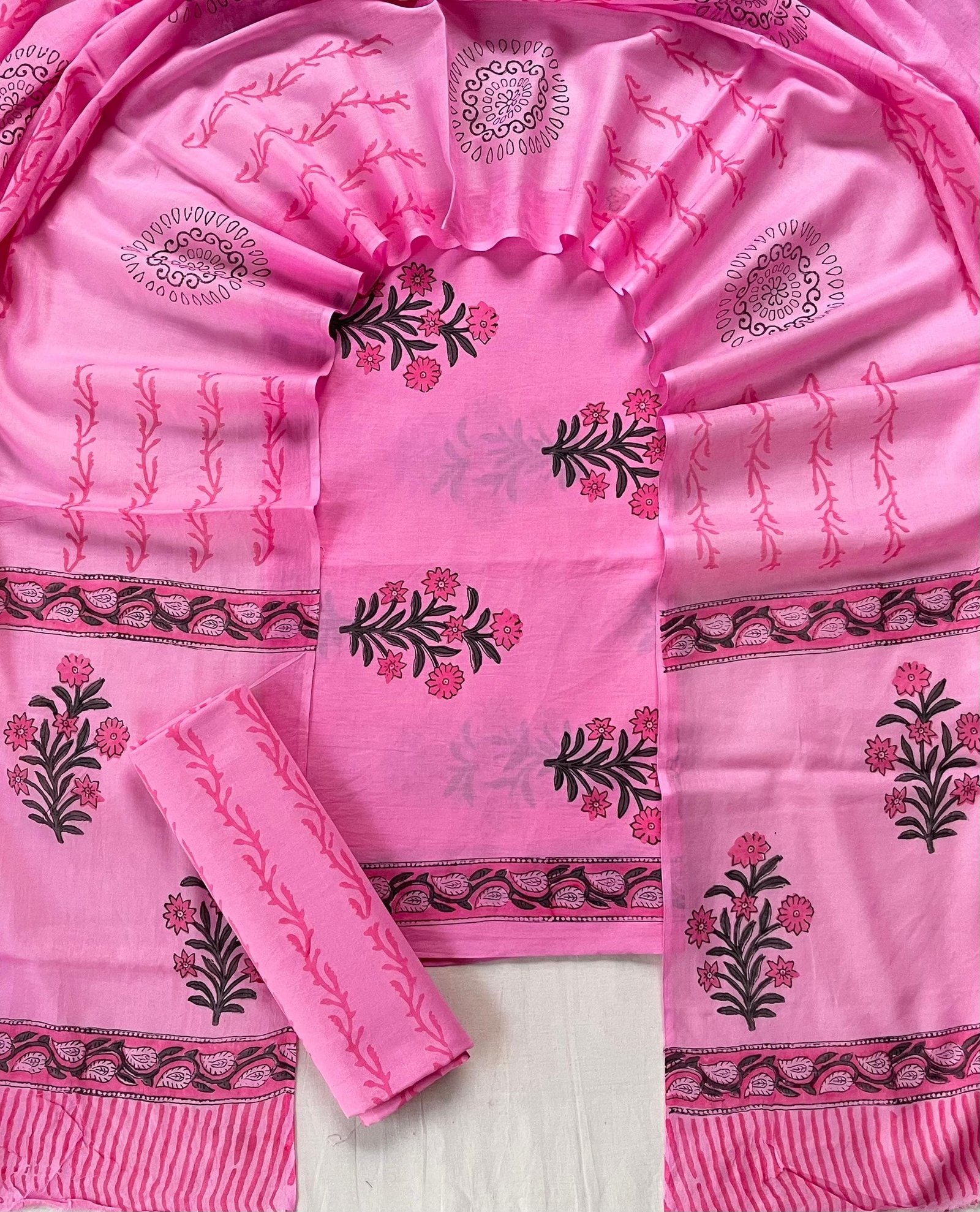 Cotton Dupatta Block Printed Suit