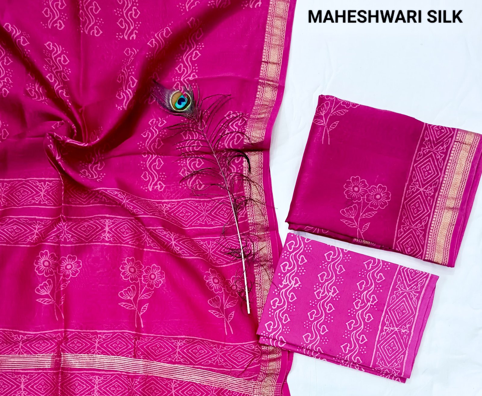 Maheshwari Hand Block Printed Suit