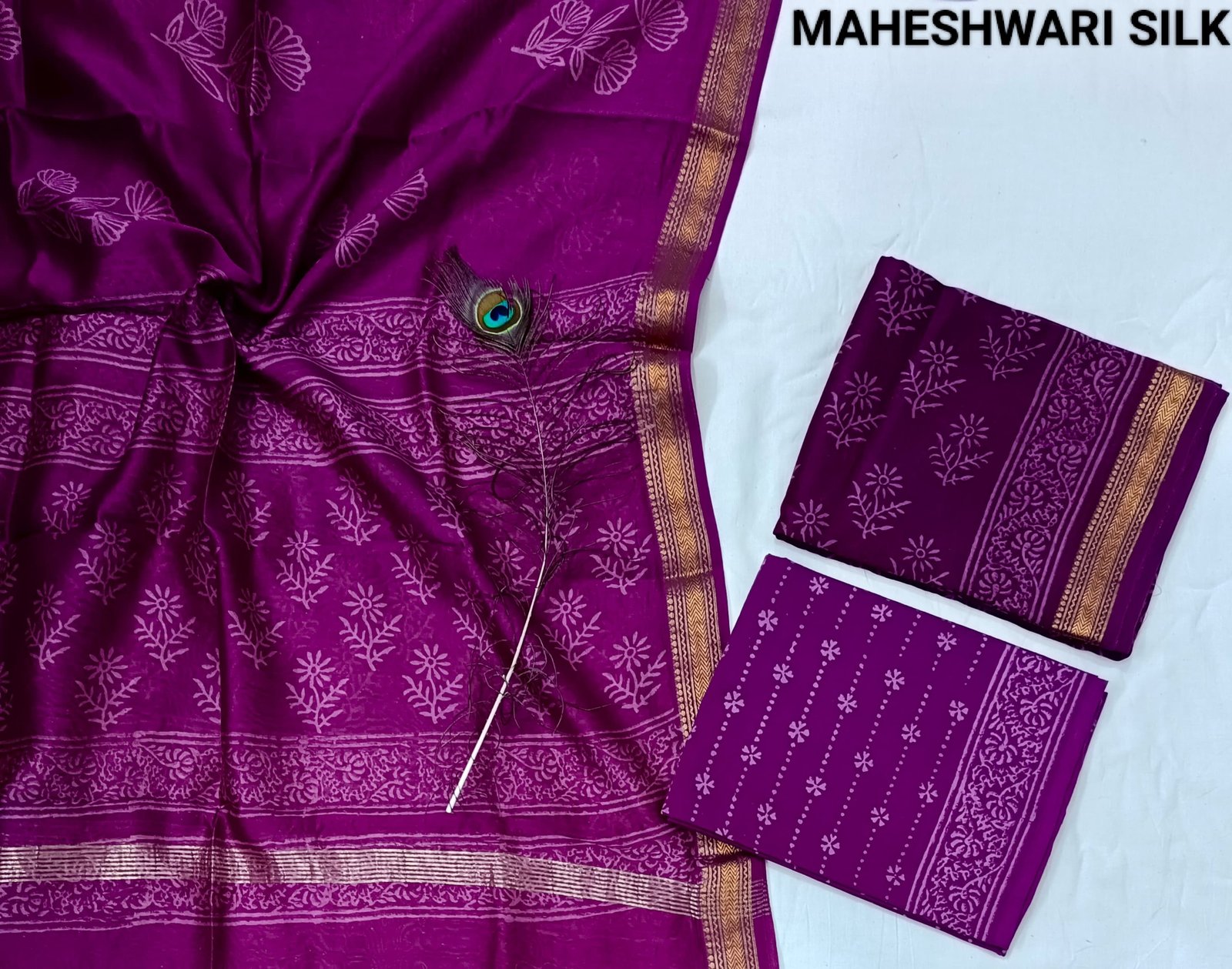 Maheshwari Hand Block Printed Suit