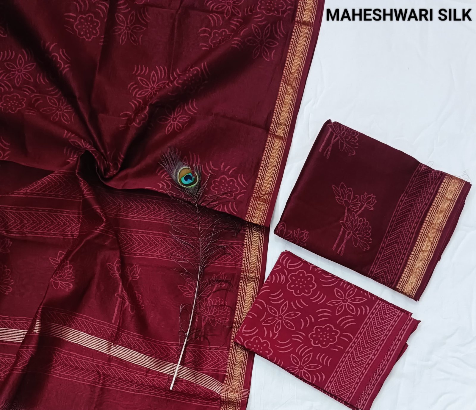 Maheshwari Hand Block Printed Suit