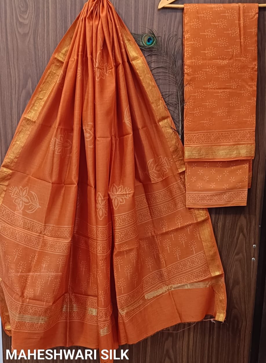 Maheshwari Hand Block Printed Suit