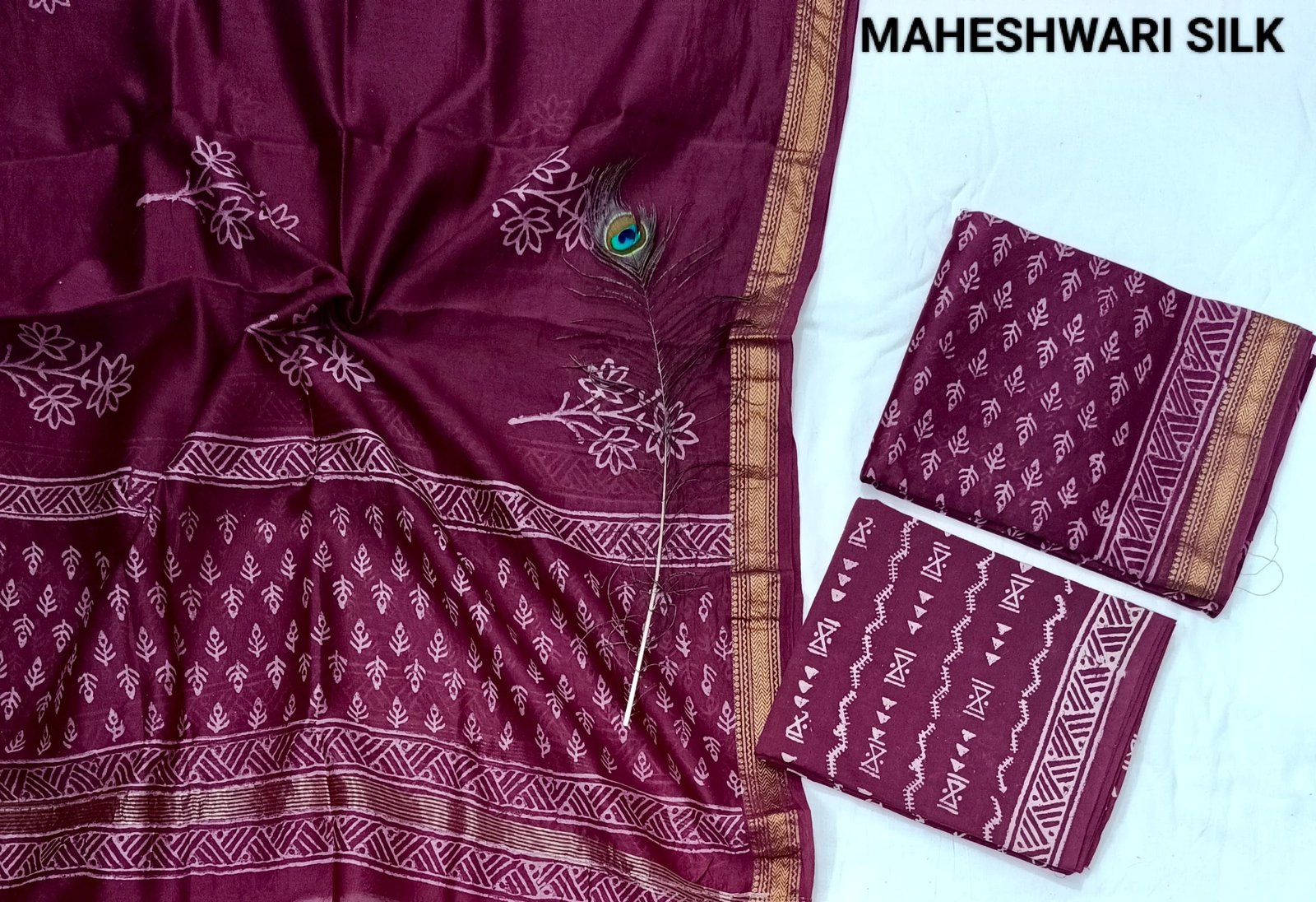 Maheshwari Hand Block Printed Suit