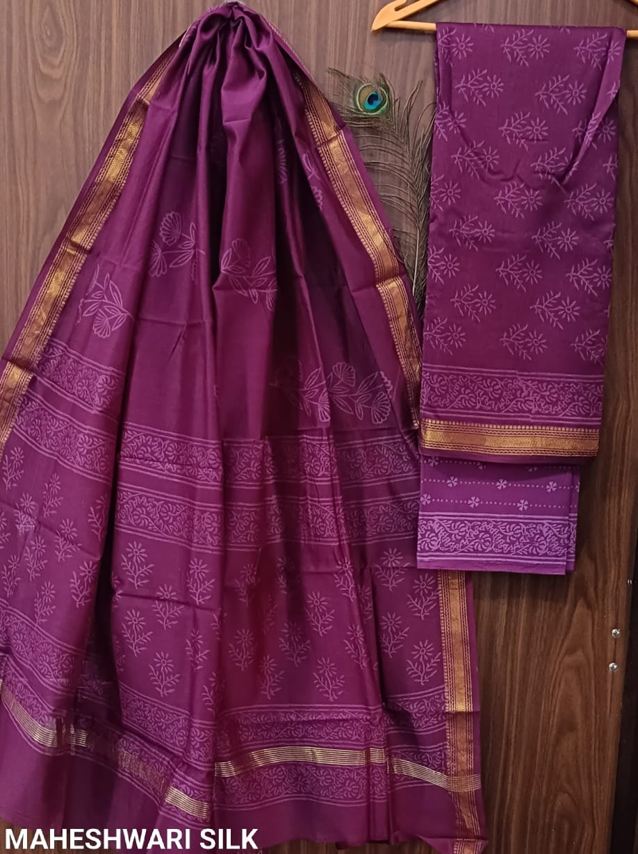 Maheshwari Hand Block Printed Suit