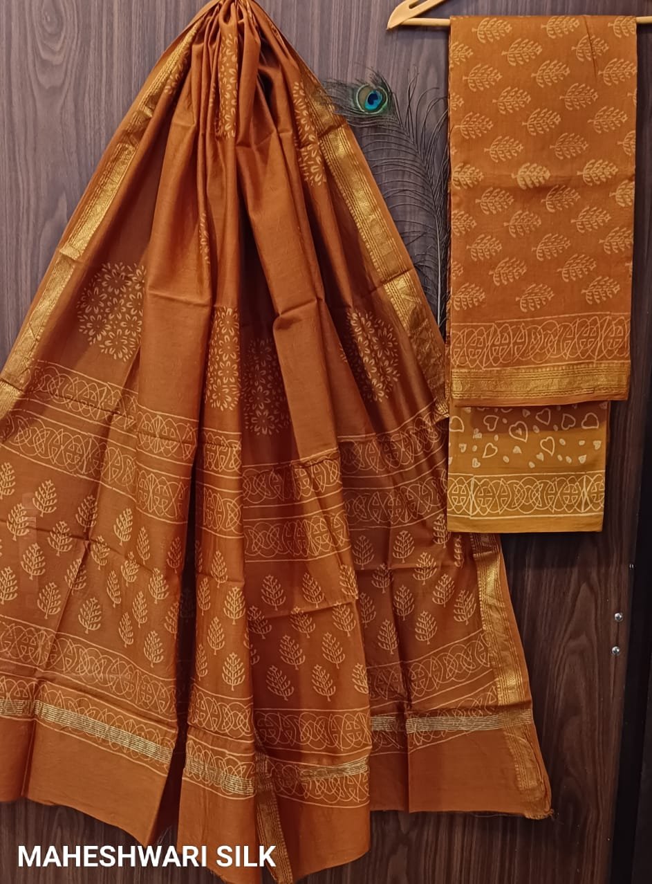 Maheshwari Hand Block Printed Suit