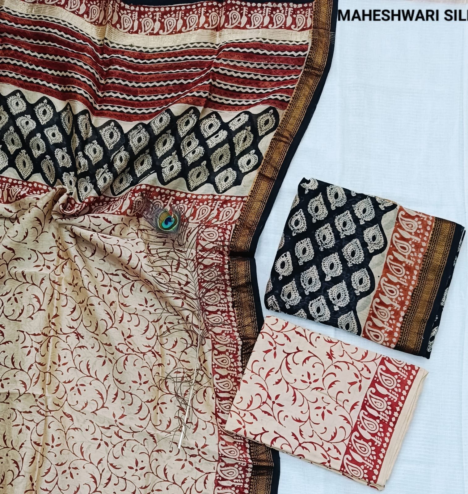 Maheshwari Hand Block Printed Suit