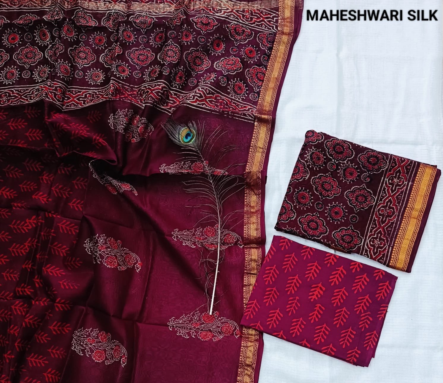 Maheshwari Hand Block Printed Suit