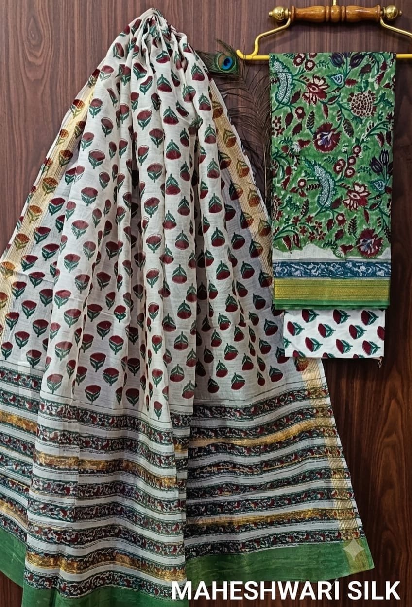 Maheshwari Hand Block Printed Suit