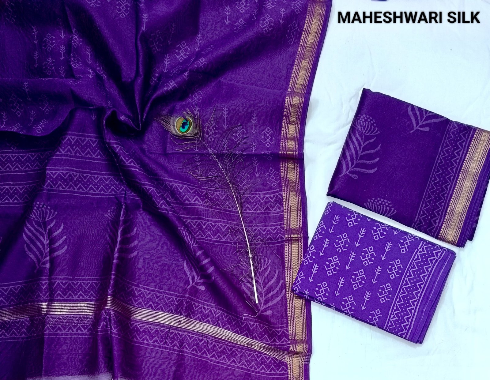 Maheshwari Hand Block Printed Suit