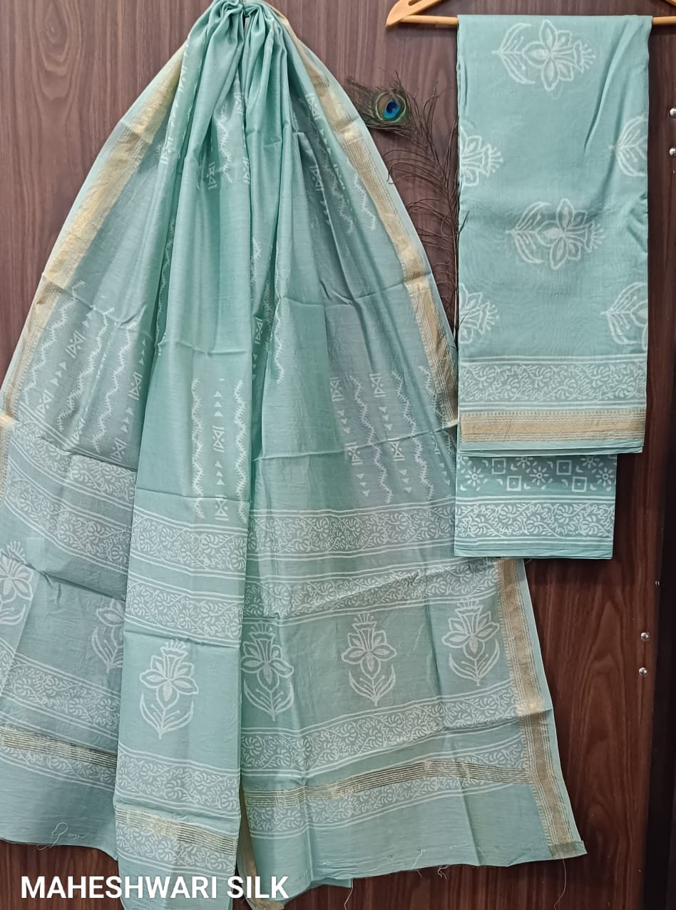 Maheshwari Hand Block Printed Suit