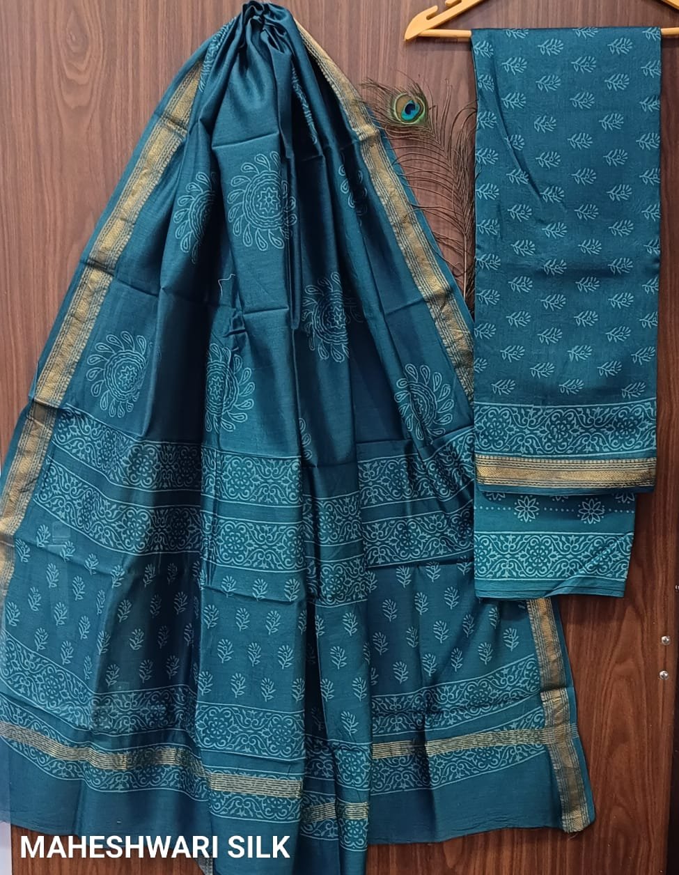 Maheshwari Hand Block Printed Suit